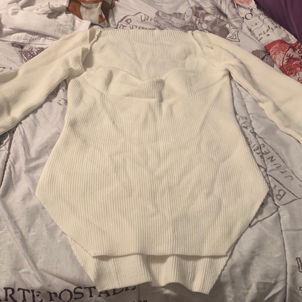 White off the shoulder sweater